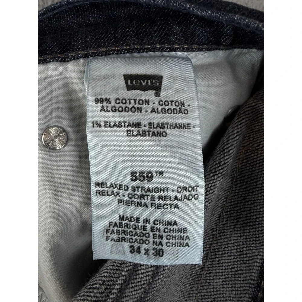 Levis 559 Jeans Mens 34x30 Blue Dark Wash Relaxed Straight Stretch Denim Men